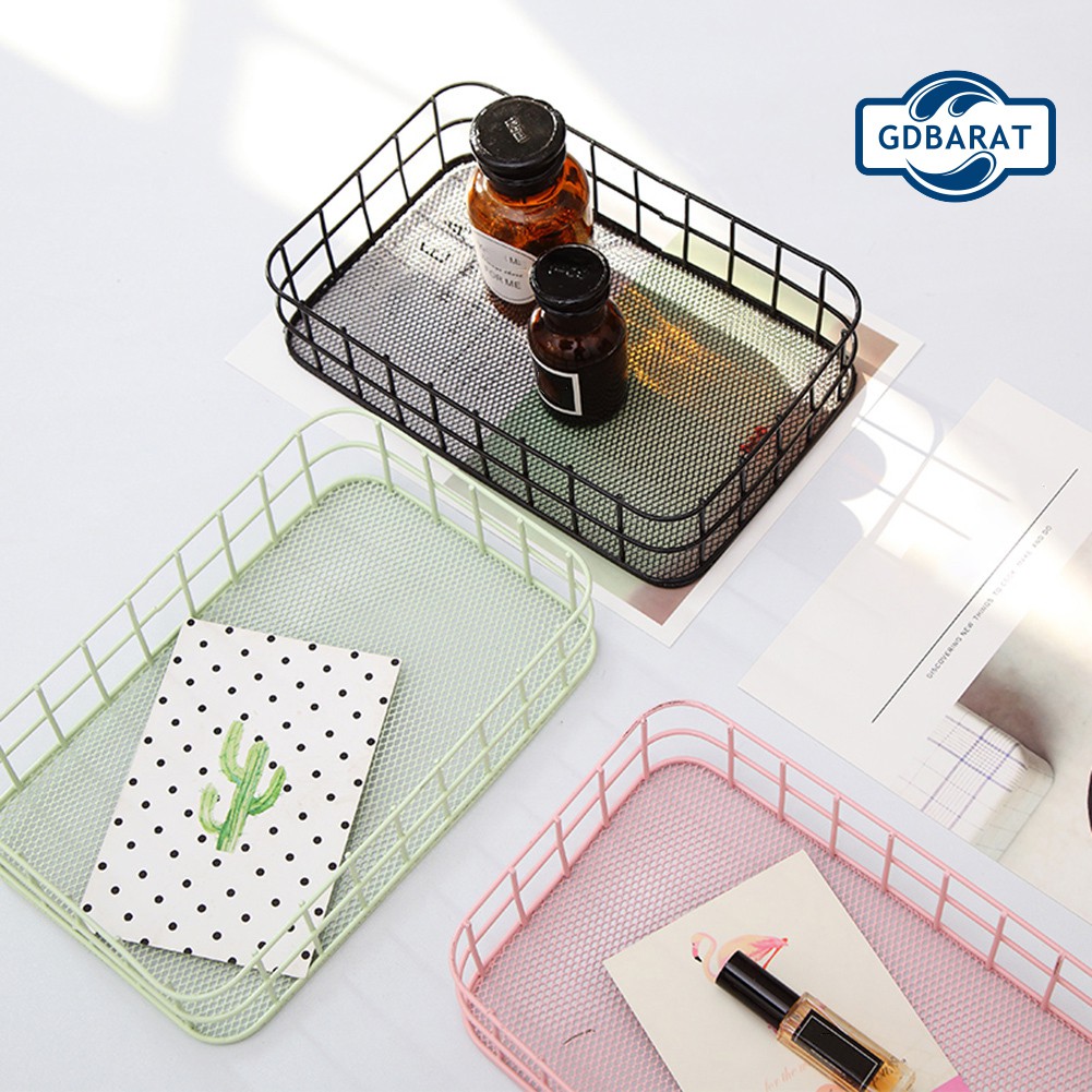Giỏ đựng đồ dùng mỹ phẩm bằng sắt thiết kế độc đáo để bàn tiện lợi