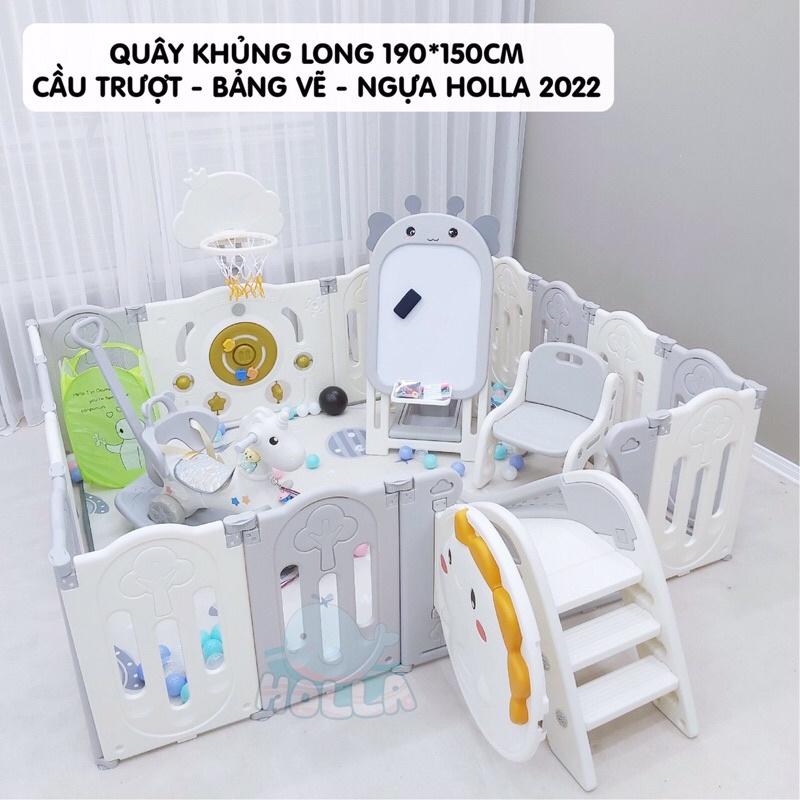 Quây Khủng Long Holla Cầu Trượt+Bảng Vẽ+Ngựa Holla 2022