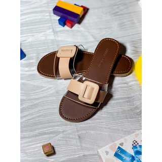 Dép Nữ Thời Trang Cao Cấp - Mica Ngang - Màu Kem - Cao Cấp - Độ Cao Đế 2cm ( quai da, simili, đế cao su nguyên khối )