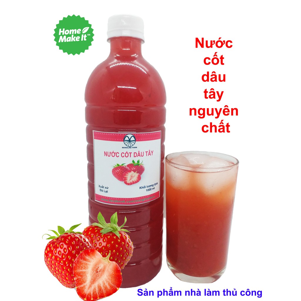 Combo nước cốt dâu tây, dâu tằm (siro dâu tây, dâu tằm) sạch nhà làm 1L, Đặc sản Đà Lạt, an toàn vệ sinh