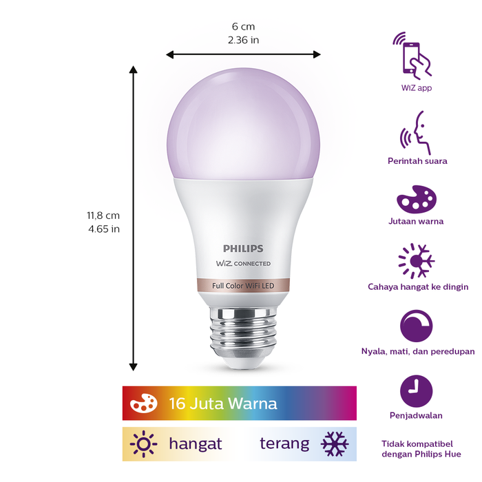 Đèn LED Philips Smart Wi Fi LED 9W Màu Trắng (Màu Sắc) | BigBuy360 - bigbuy360.vn