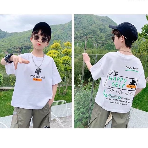 Áo thun BXPB ngắn tay dáng rộng thời trang mùa hè Hàn Quốc dành cho bé 4-15 tuổi