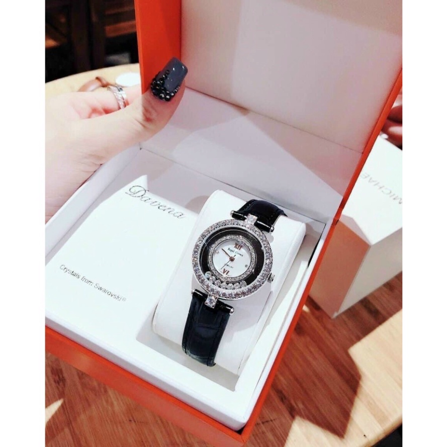 Đồng hồ nữ ROYAL CROW dây da mặt đính đá thời thượng hot trend thời trang giới trẻ, chống nước , bảo hành 12 tháng