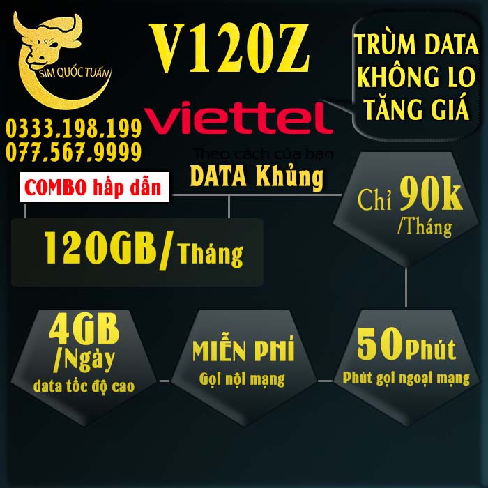 Sim Viettel gói V90 - 2GB/ngày dùng toàn quốc. Chuẩn V90