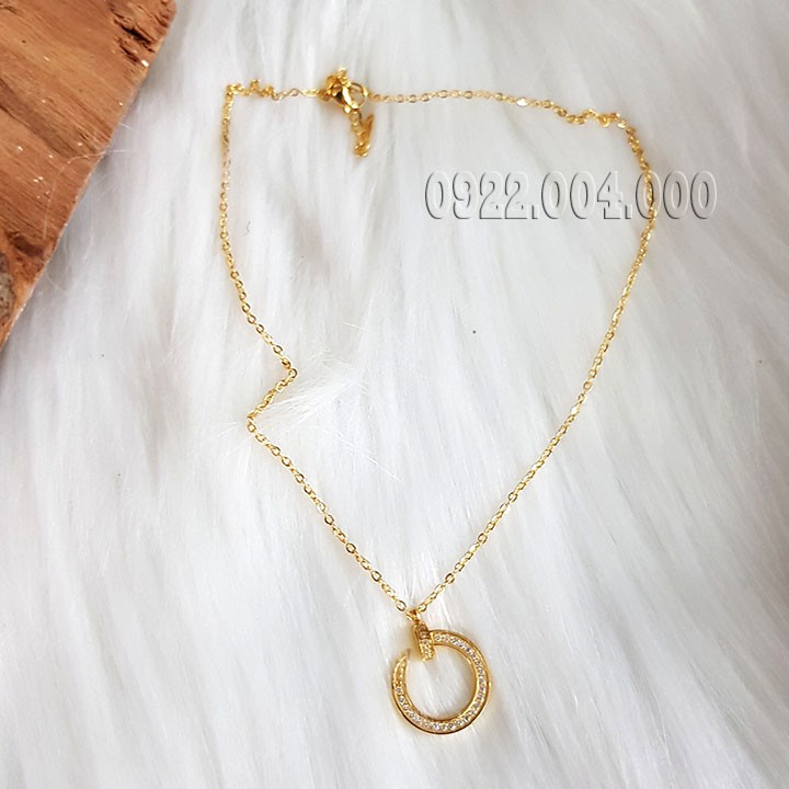 Dây chuyền nữ, dây chuyền đinh uốn cẩn đá nguyên vòng DE548.