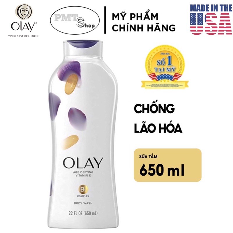 [USA] Sữa tắm dưỡng ẩm Olay 650ml Muối Biển | Hạnh Nhân | Hoa Lan | Dâu | Bơ Sữa | Chống lão hóa - Mỹ