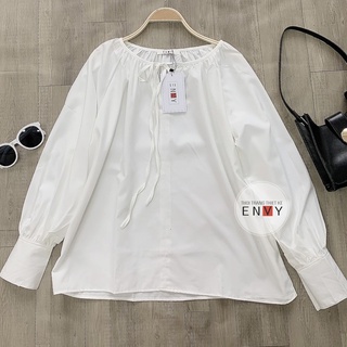 Áo kiểu cổ tròn cột nơ envy a110 thun cotton