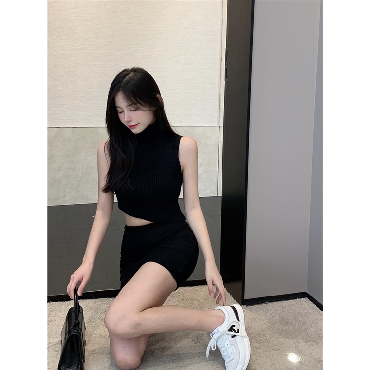 Áo Dệt Kim Nữ Cộc Tay Cổ Lọ Thời Trang Hàn