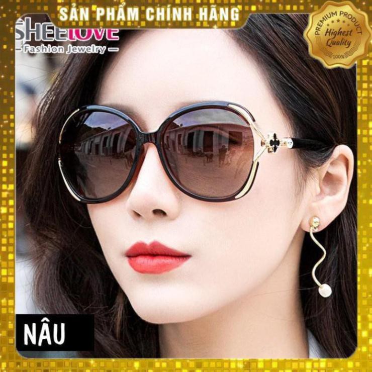 [CHÍNH HÃNG] Kính mát nữ oversize gọng cỏ 4 lá Chống tia UV 400 Kính râm Mẫu mới 2019 cá tính thời trang hàn quốc K5863