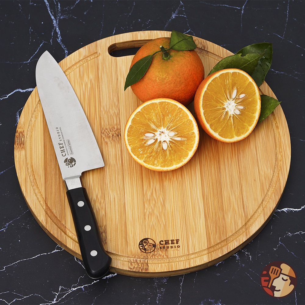 Thớt tre Chef Studio cao cấp hình tròn 30x1.5 cm - CB02M, bền bỉ, an toàn cho sức khỏe, dùng cắt thái và bày trí đồ ăn