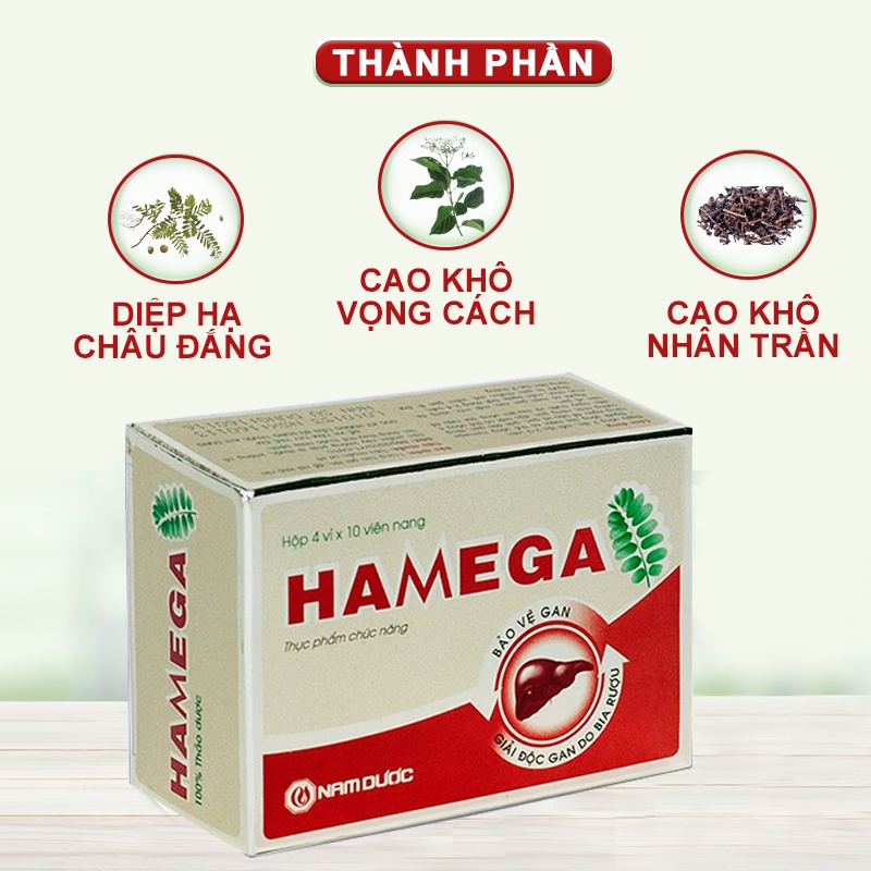 Viên uống hạ men gan HAMEGA giảm tác hại do rượu bia, giải độc và hỗ trợ phục hồi cho gan - hộp 40 viên HM4