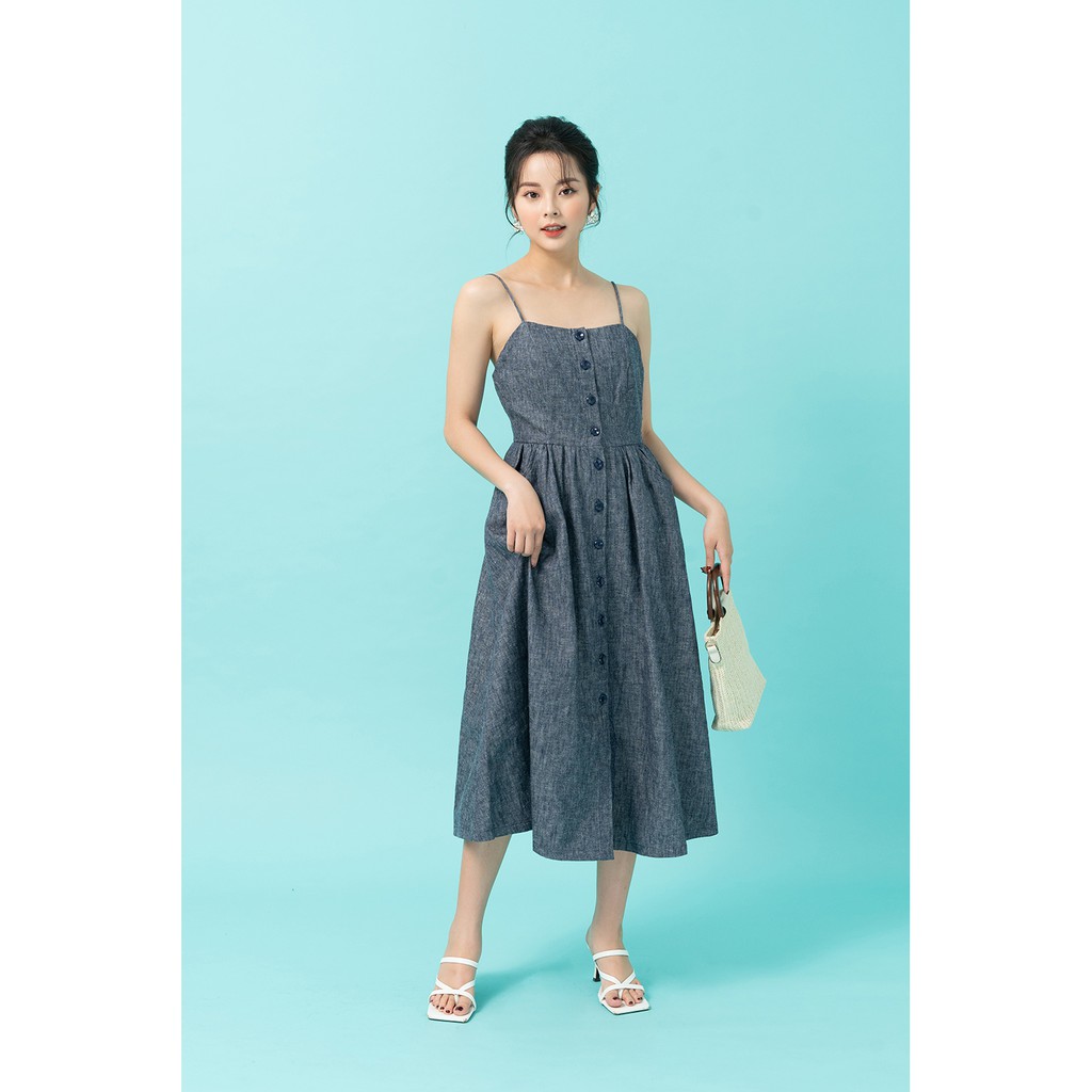 Đầm dài nẹp cúc thân trước 20AGAIN DDW1070 | BigBuy360 - bigbuy360.vn