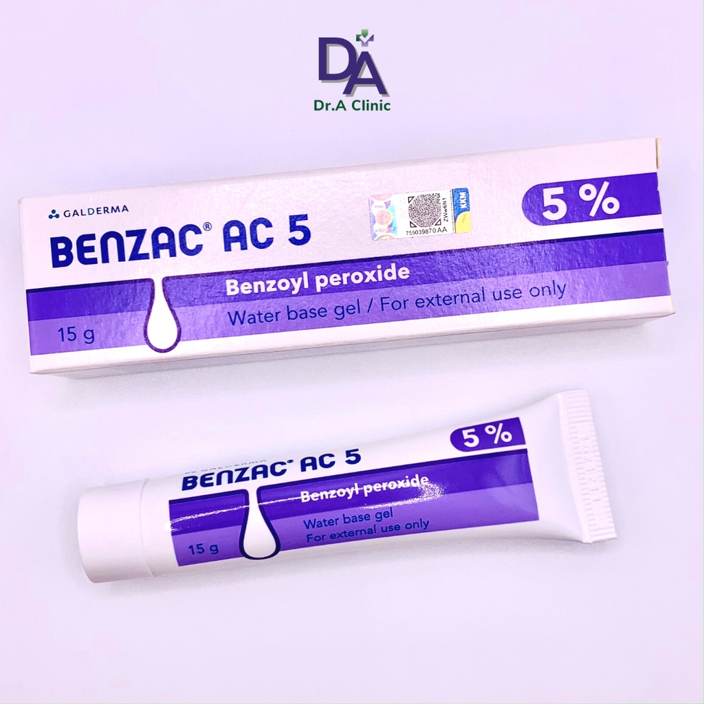 Chấm Mụn Benzac AC 5% Dr.A Clinic chứa benzoyl peroxide bpo giảm mụn viêm sưng nhanh gọn