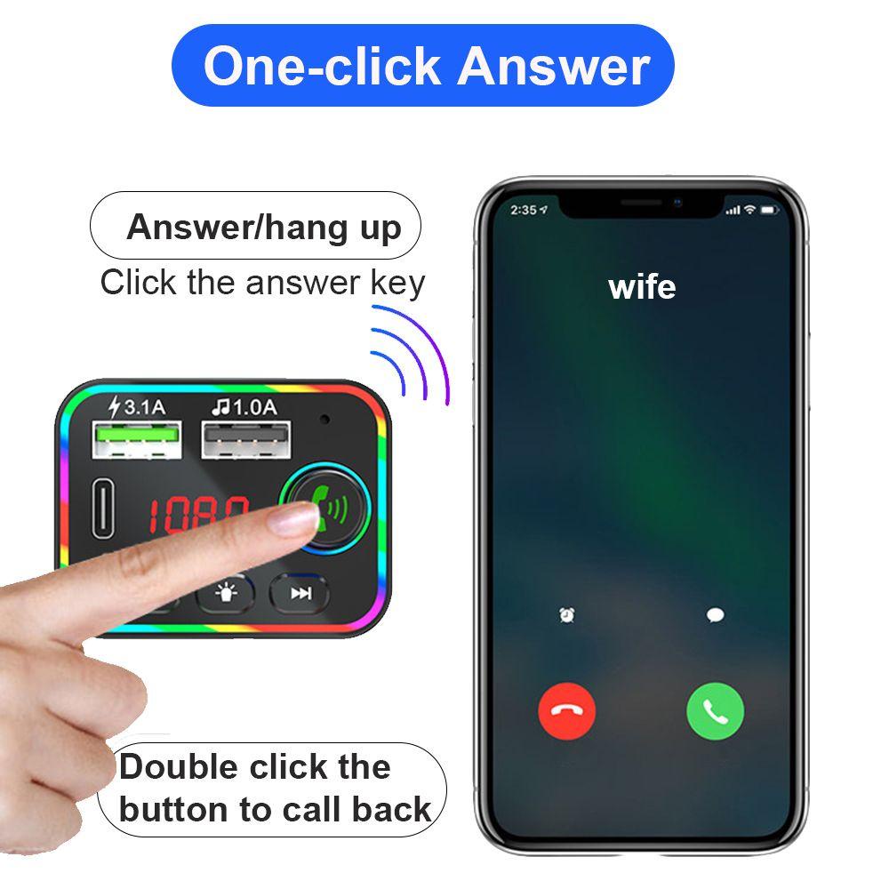 Bộ Sạc Nhanh 2 Cổng USB Tích Hợp Máy Nghe Nhạc MP3 FM / Radio Nhiều Màu Sắc Dành Cho Xe Hơi