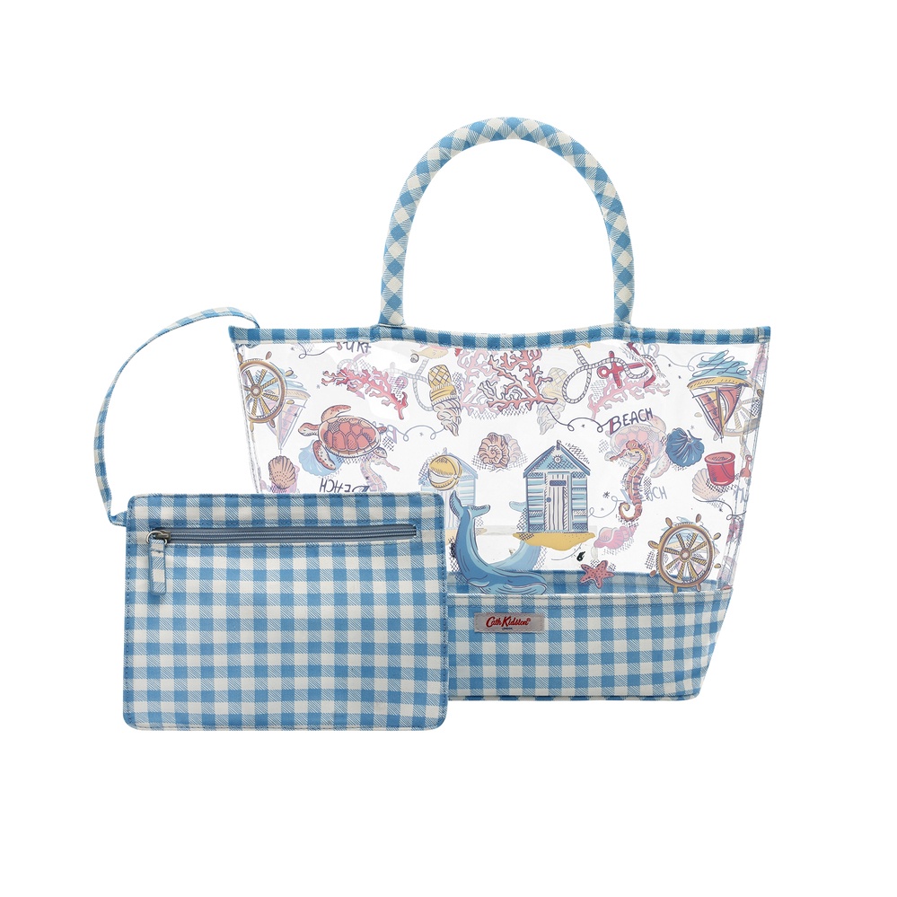 Cath Kidston - Túi xách tay Printed PVC Tote Summer Time - 1001938 - Warm Cream