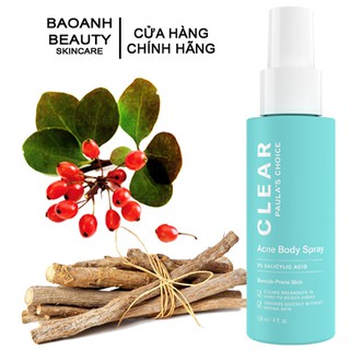 Xịt giảm mụn paula's choice clear acne body spray 118ml 6240 thanh lý t4/2022