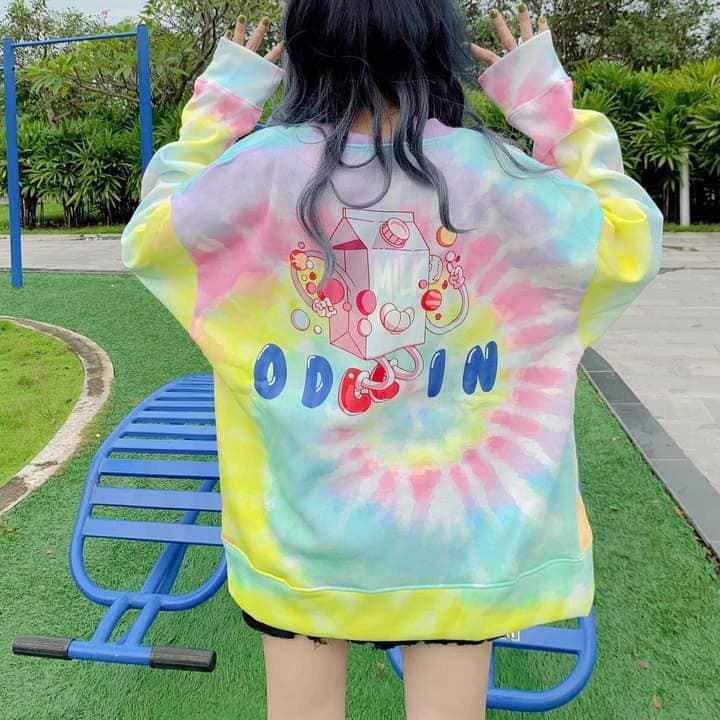 [Kèm hình thật] Áo khoác cardigan nỉ loang màu Tie Dye nhiều màu hộp sữa Colorful Jacket Milk unisex