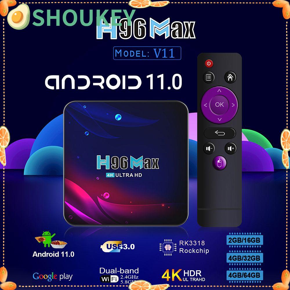 Set TV box thông minh SHOUHOU H96 V11 2021 4GB + 32/64GB RK3318 kết nối bluetooth 2.4G/5.8G dual WIFI 4K Android 11.0