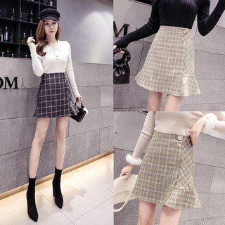 Chân Váy Len Đuôi Cá Lưng Cao Dáng Chữ A Xinh Xắn Cho Nữ