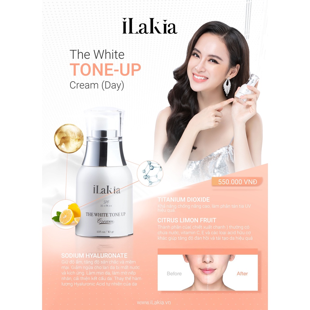 Kem Dưỡng Da Ban Ngày ILAKIA Dưỡng Trắng Da Nâng Tone Dưỡng Ẩm The White Tone Up Cream 30g - Hàn Quốc | BigBuy360 - bigbuy360.vn