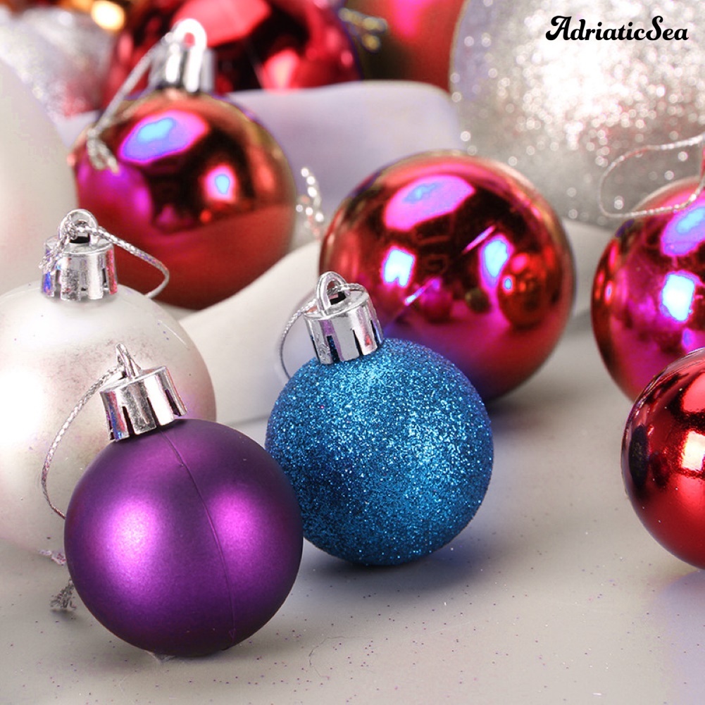 Set 24 Quả Châu 4/6/8cm Trang Trí Cây Thông Noel