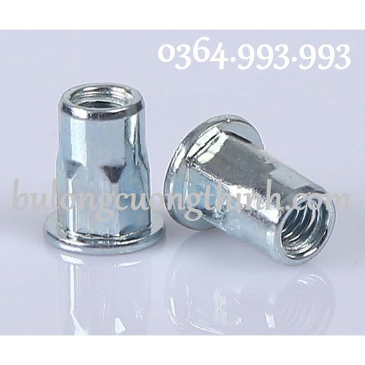 Gói 100 cái Tán rút  nửa lục giác M5, M6, M8. Chất liệu: Mạ kẽm trắng