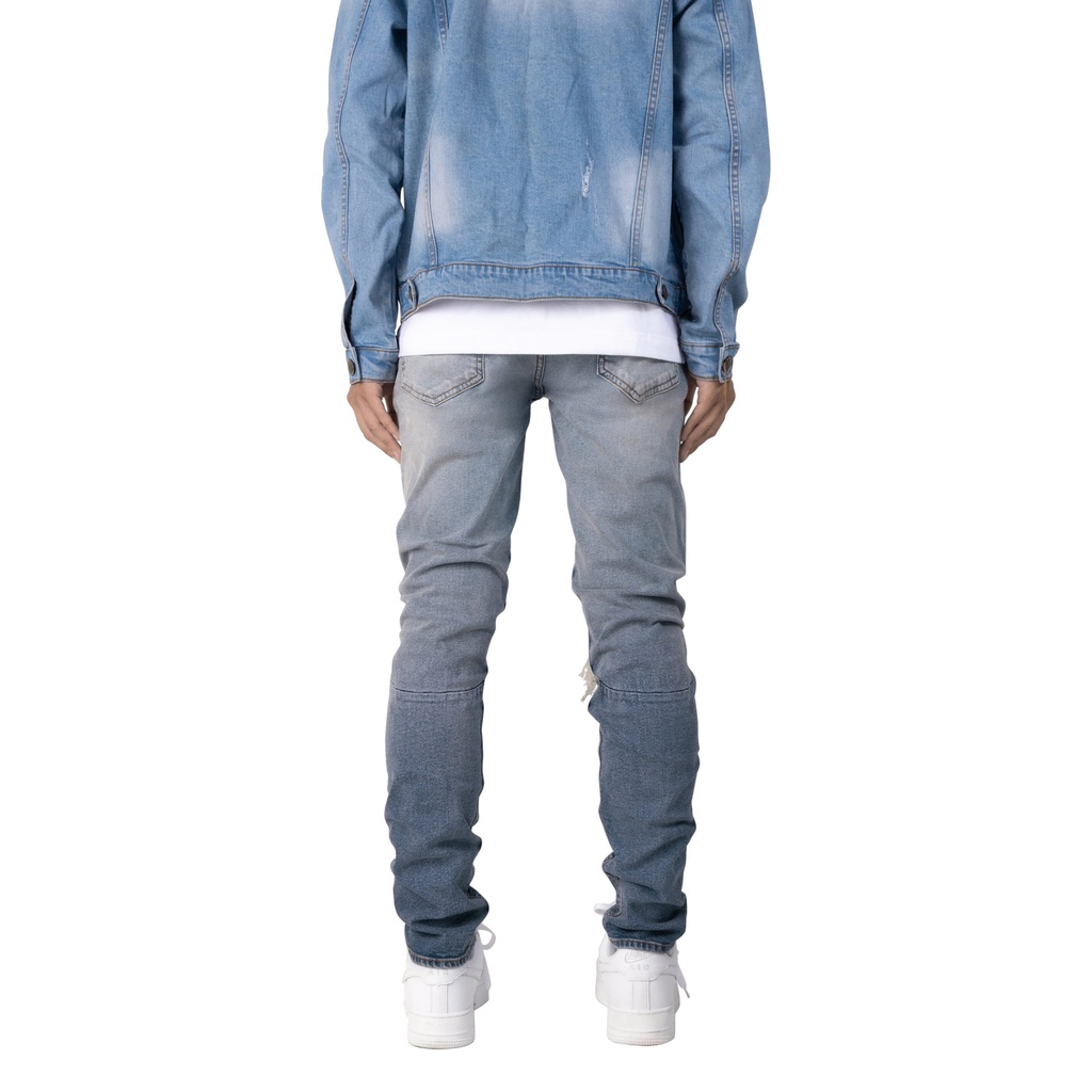 Quần Skinny Jeans Biker Nam FNOS Streetwear Màu Xanh Wash NZ37 - Local Brand Chính Hãng
