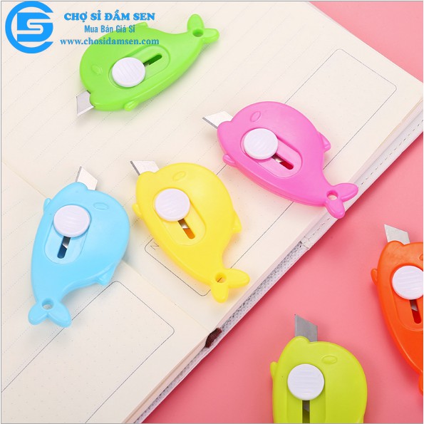 Dao Rọc Giấy mini hình CÁ siêu cute, cắt giấy văn phòng phẩm tiện dụng bằng kim loại , thép không rỉ, nhỏ gọn an toàn