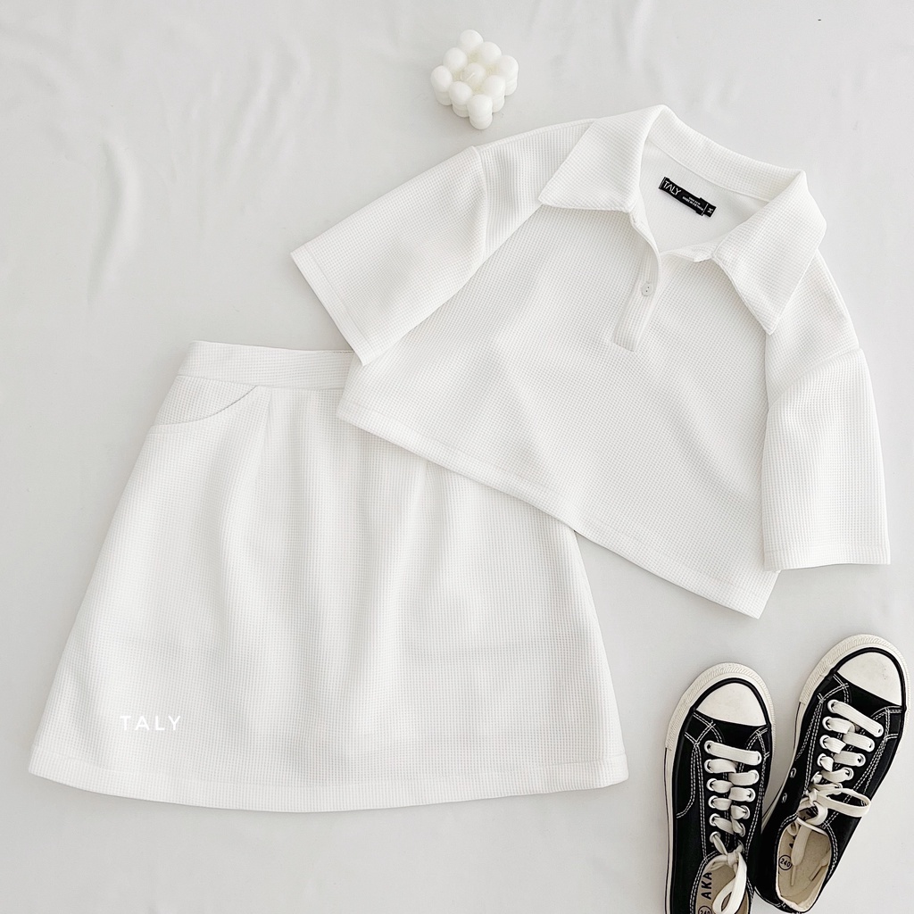 Set chân váy kèm áo croptop JULY cổ trụ TALY S505