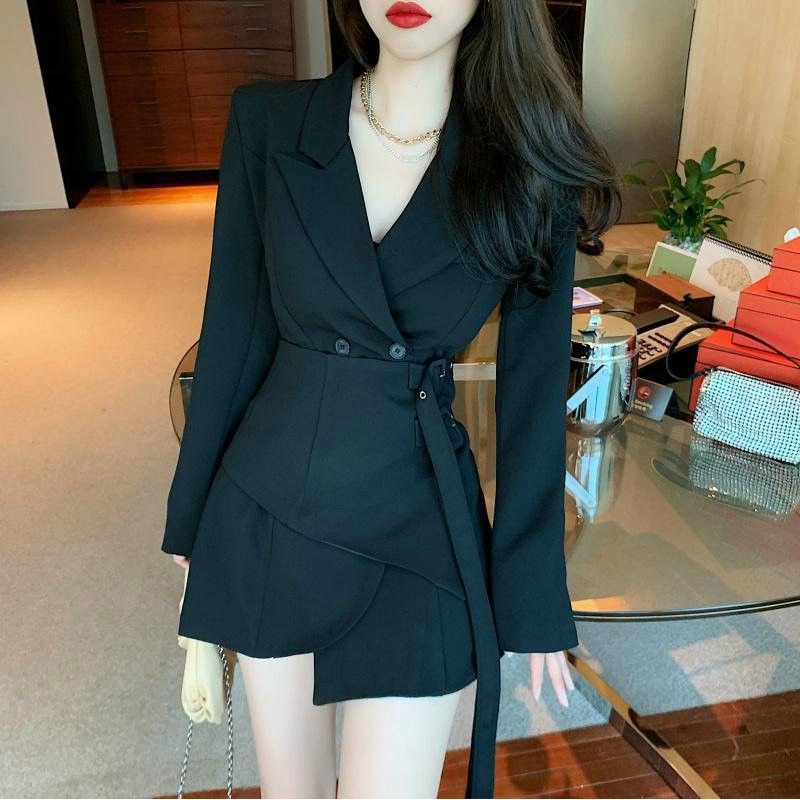Đầm cổ vest lệch tà cá tính cực chất