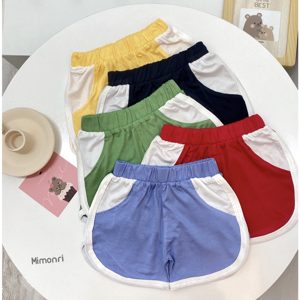 [SALE] Quần Bé Trai, Bé Gái MIMONRI Vải Thun Lạnh Viền Trắng Bo Túi, Quần Đùi Trẻ Em Mặc Hè KWQ2202