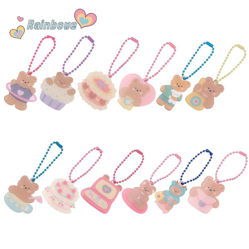 Móc Khóa Nhựa Acrylic Hình Gấu Màu Cầu Vồng Dễ Thương