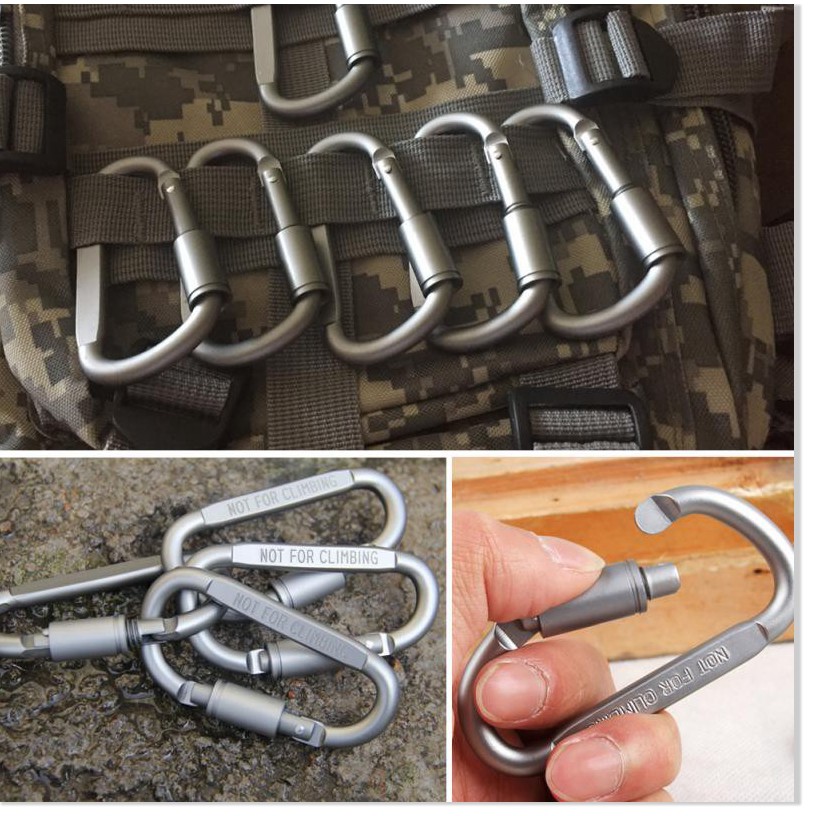 Khóa treo leo núi 🗣️ GIÁ VỐNMóc khóa nhôm Carabiner hình chữ D được làm từ hợp kim nhôm cao cấp siêu cứng và bền 8498