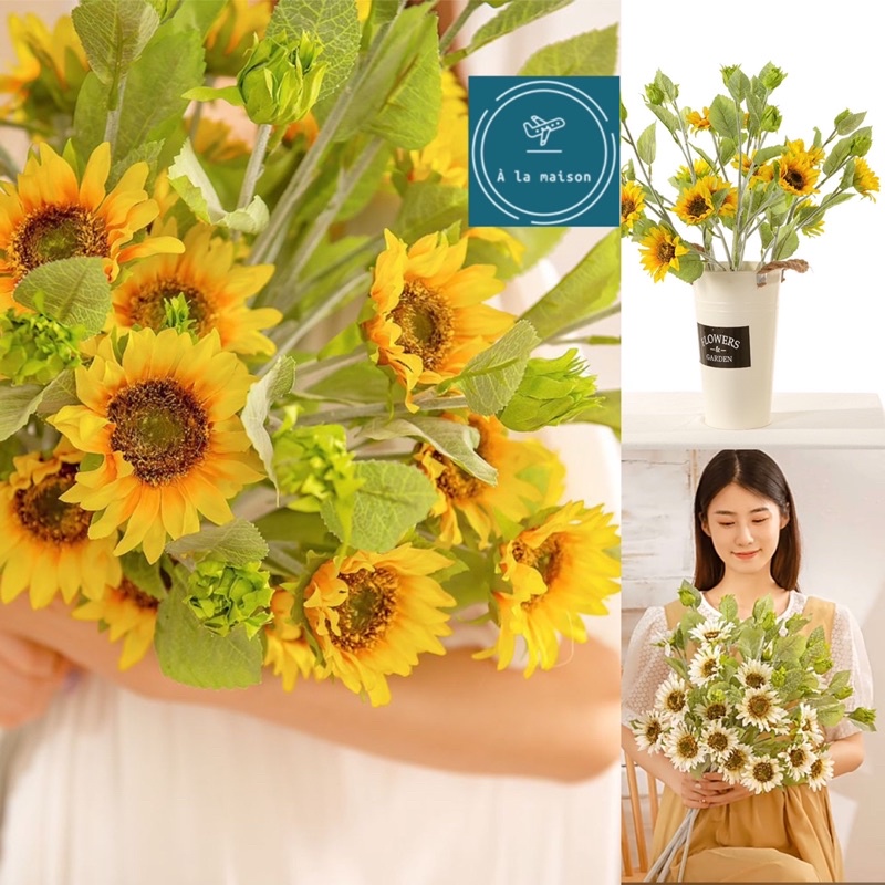 Cành hoa hướng dương đẹp rực rỡ cao 67cm dùng trong trang trí nhà cửa thiết kế chụp ảnh