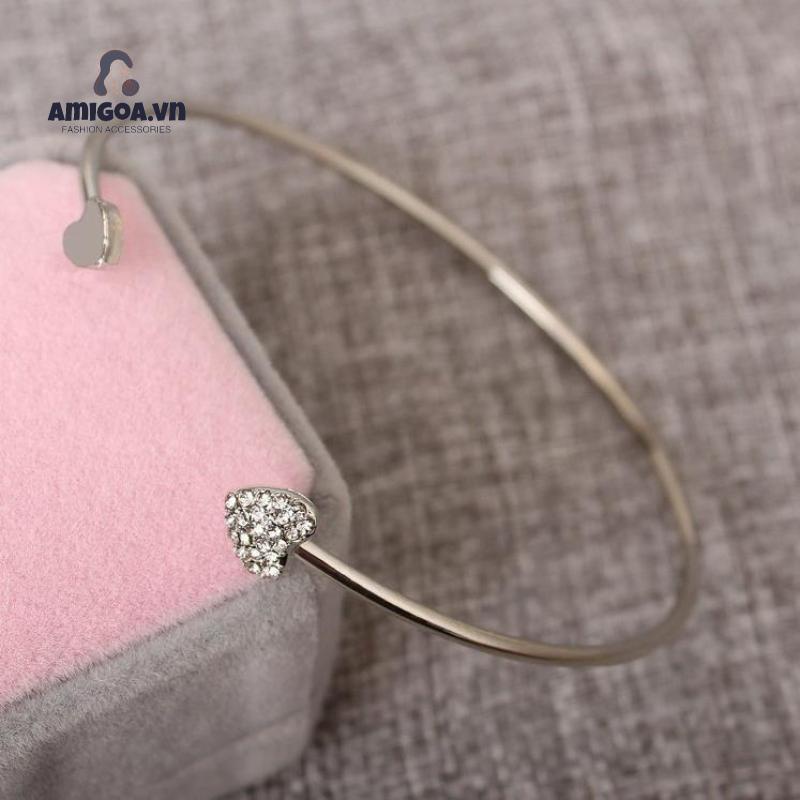✨✨Vòng tay hở mặt trái tim đính đá xinh xắn cho nữ