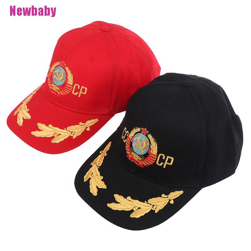 Mũ Lưỡi Trai Unisex CCCP USSR Phong Cách Bóng Chày Nga Bằng Vải cotton Màu Đen Đỏ
