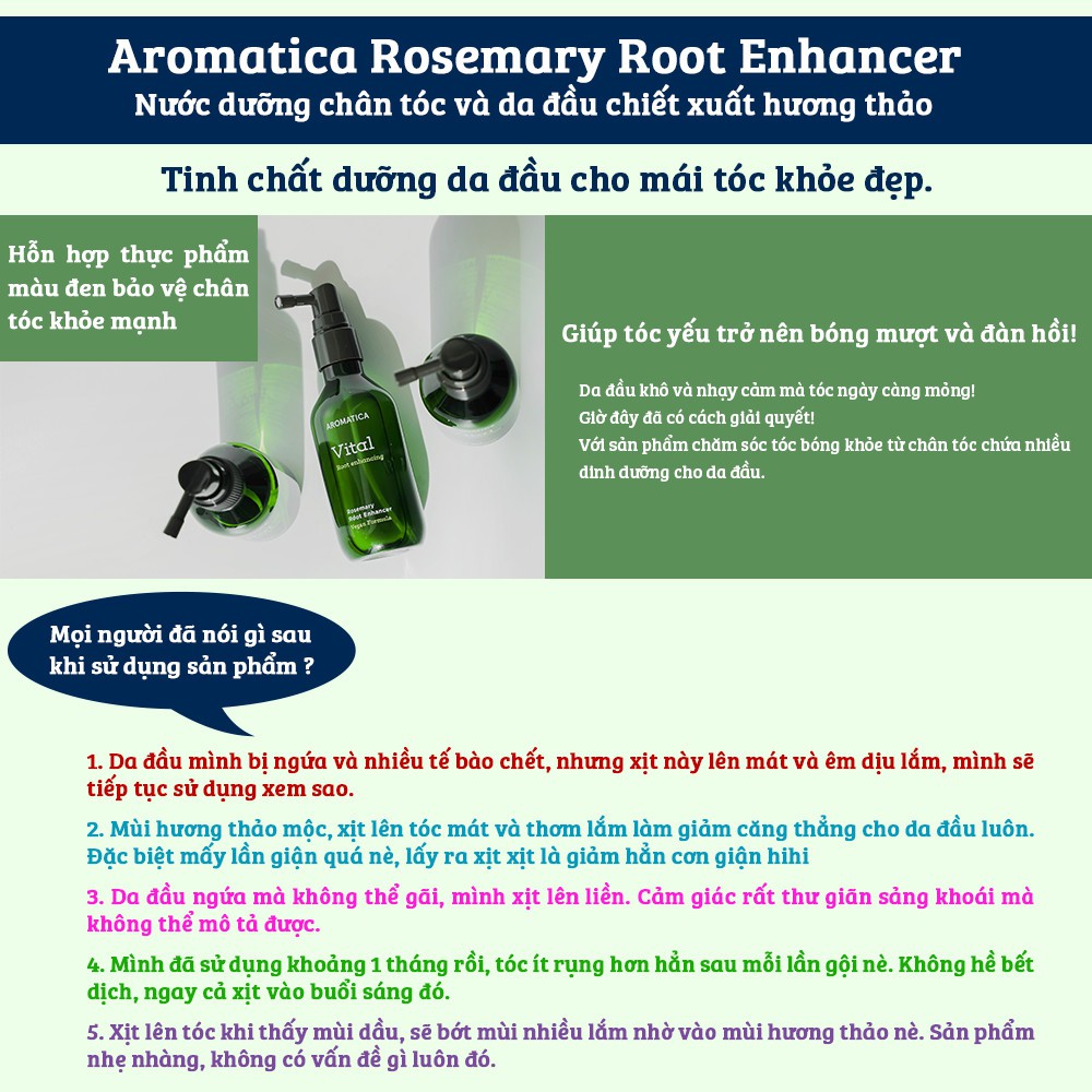 Nước Dưỡng Tóc Giảm Gàu Nấm Chiết Xuất Hương Thảo Aromatica Rosemary Root Enhancer 100ml