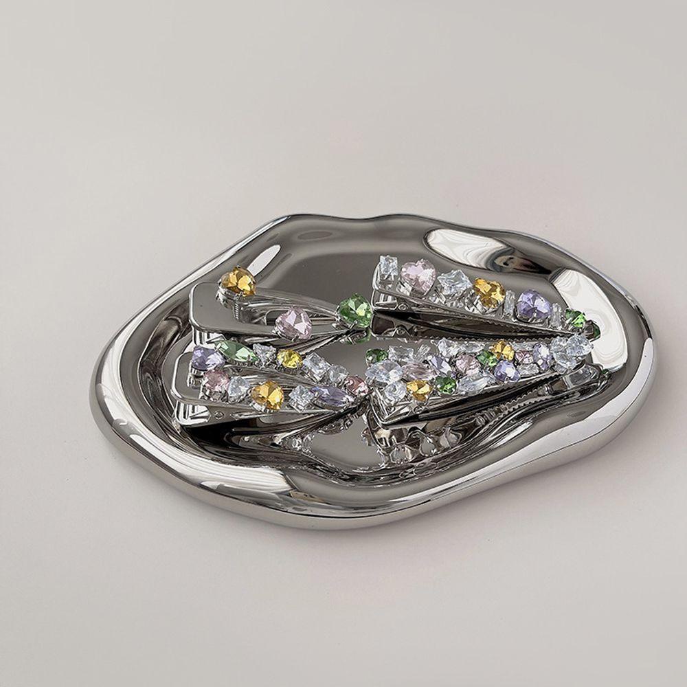 Kẹp Tóc Mỏ Vịt Rỗng Màu Ngà Thiết Kế Hình Học Đơn Giản Cho Nữ