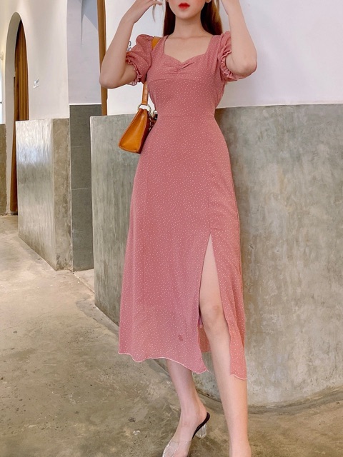 ĐẦM TAY BỒNG CHẤM BI HỒNG NHÍU NGỰC