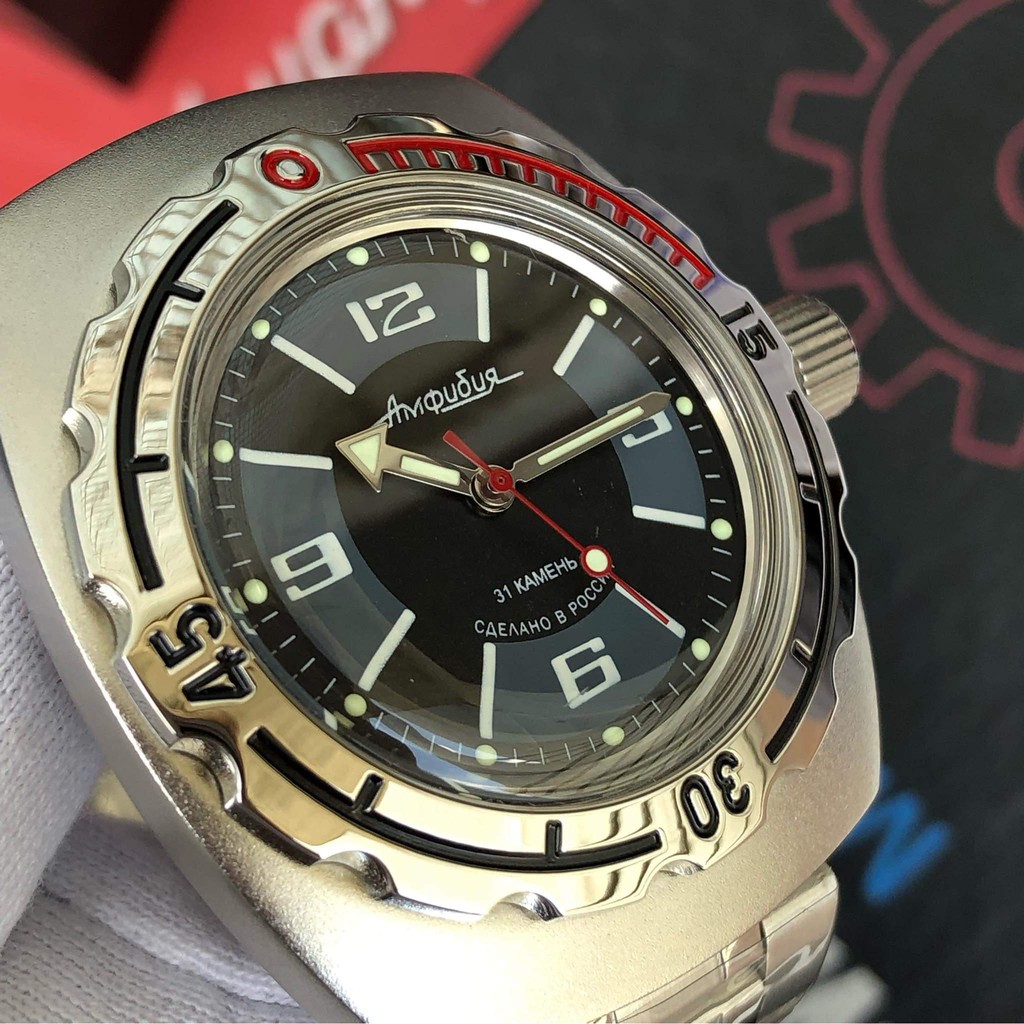 Đồng hồ Nga Vostok Amphibia  090510. Đồng hồ nam Vostok máy cơ tự động Automatic, size mặt 42, chống nước tốt 20 ATM