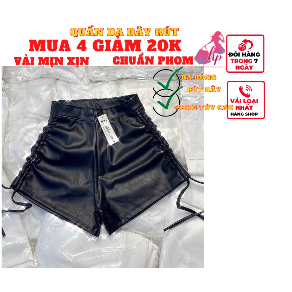 Quần shorts đùi nữ da bóng rút dây 2 bên hông mẫu mới kiểu cách hàn quốc