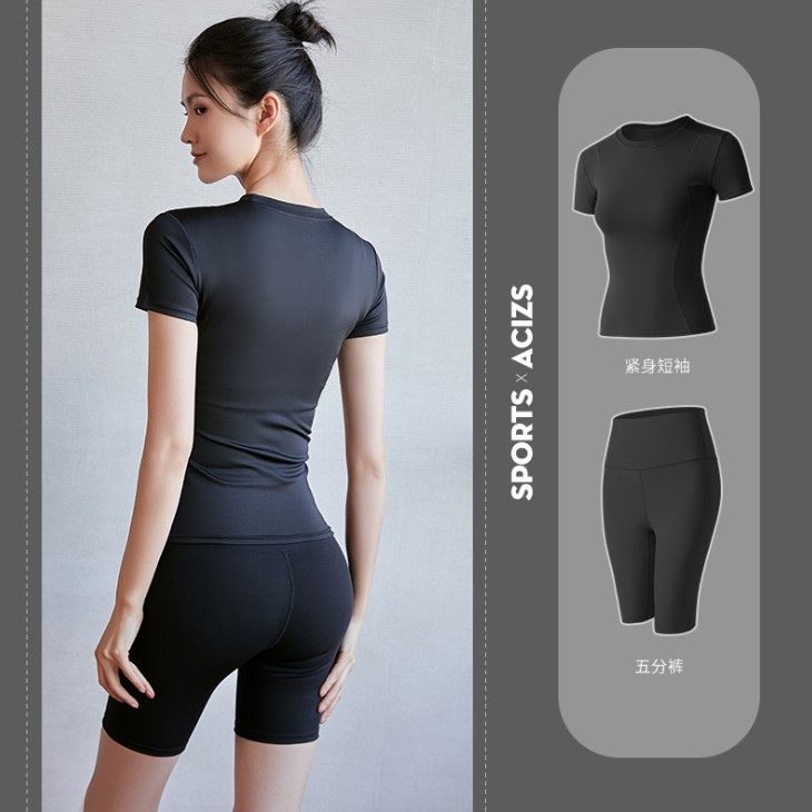 Bộ Đồ Tập GYM Nữ Áo Thun và Quần Short Thể Thao, Set Quần Áo Tập GYM YOGA Nữ GYM-Fashion