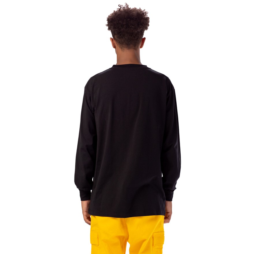 5THEWAY 5TW/RTW LS Traditional Fit Tee In Black/Orange Aka Áo Thun Đen Tay Dài Logo Cam