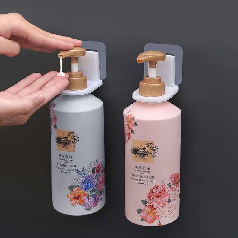 Giá móc treo chai nước rửa tay, dầu gội đầu, sữa tắm dán tường siêu dính chịu lực 2kg
