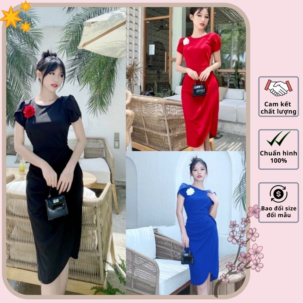 HÀNG THIẾT KẾ - ĐẦM BODY DÚN EO TÀ ĐẮP CHÉO CAO CẤP - VN39235