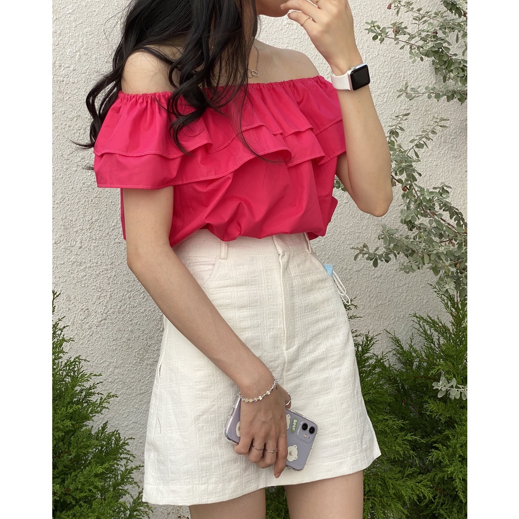 Áo Bẹt Vai Hồng Sen Đen Clothing Form Chuẩn Siêu Đẹp Tôn Dáng Màu Hot Trend
