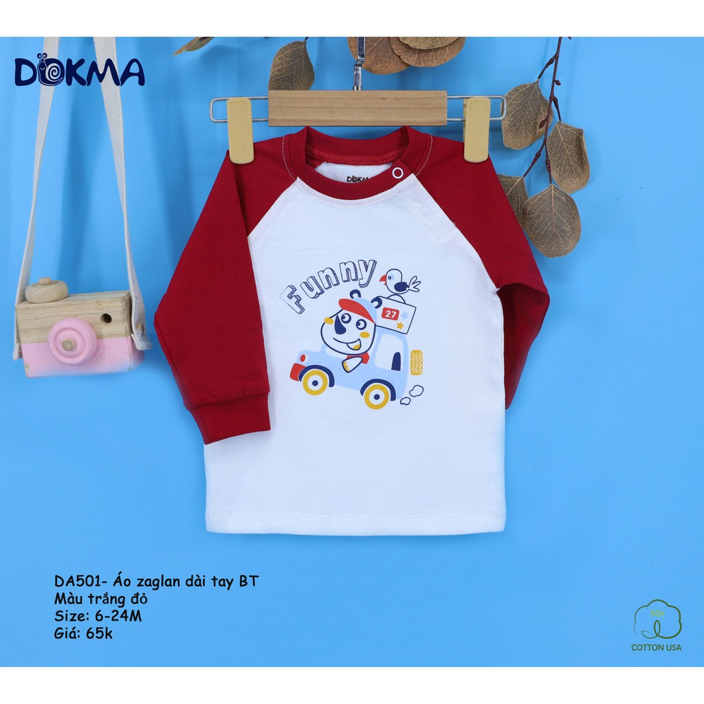 Áo phông cotton dài tay bé trai in hình ngộ nghĩnh Dokma DA501