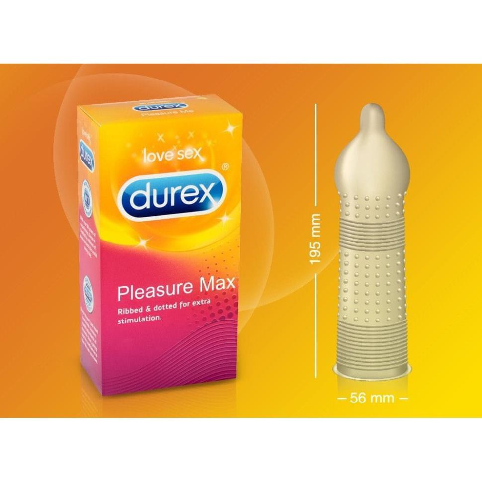 Bao Cao Su DUREX PLEASUREMAX - 56mm Gân Gai Kéo Dài Cuộc Yêu - Hộp 12c