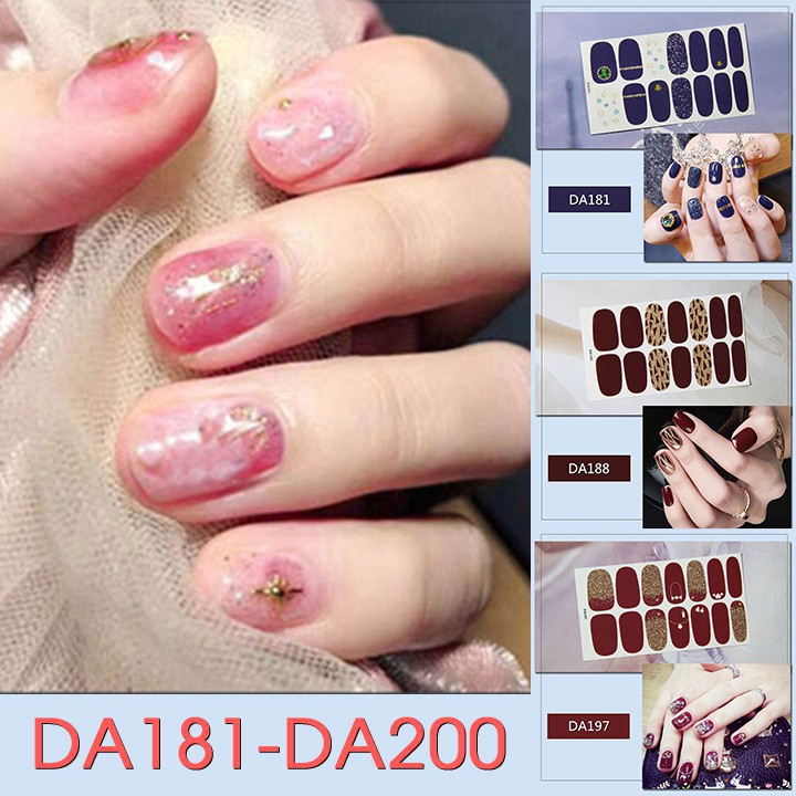 Tấm sticker đẹp mắt dùng dán trang trí móng tay DA181-DA200 DIY