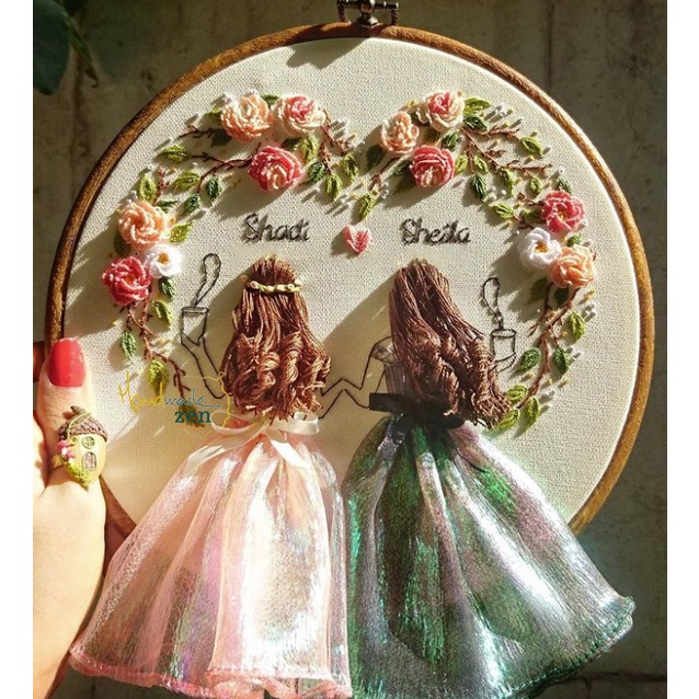 DIY bộ KIT thêu tay kỉ niệm TÌNH YÊU tự làm quà tặng valentine tri kỷ decor trang trí nhà bàn tiệc - Zen Handmade